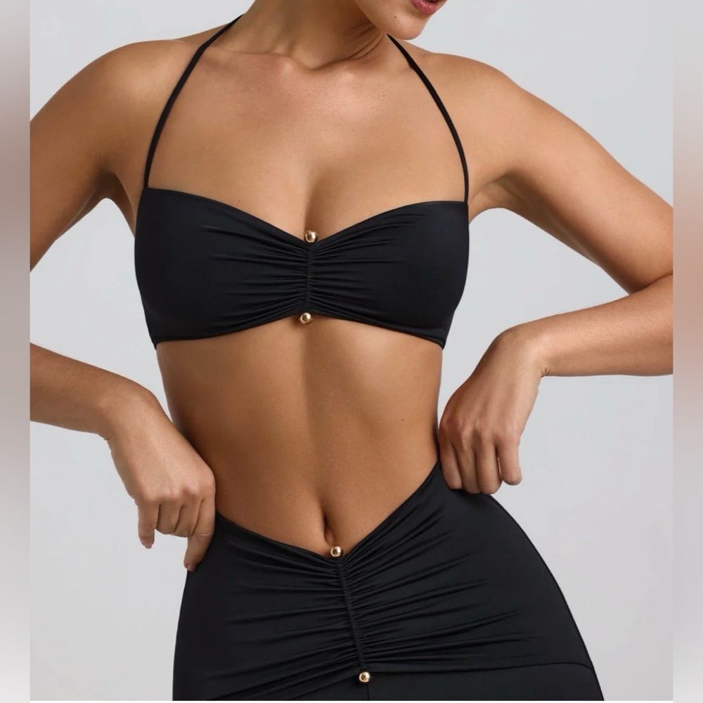 Oh Polly Black Ruched Skirt Set